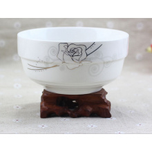 Haonai manufactured bone china white rice bowl soup bowl with decal